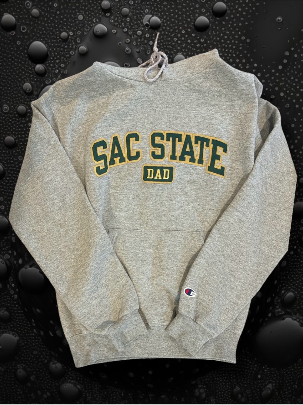 Champion Sac State Dad Collegiate Hooded Sweatshirt Grey Small